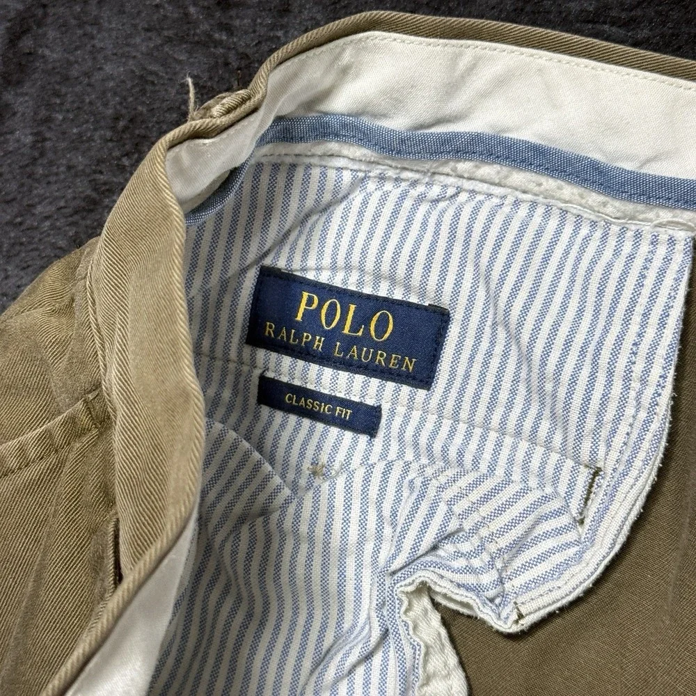 Polo Ralph Lauren Classic Fit Chino Pants Mens 32x32 Actual 33x31 Flat Front Tan